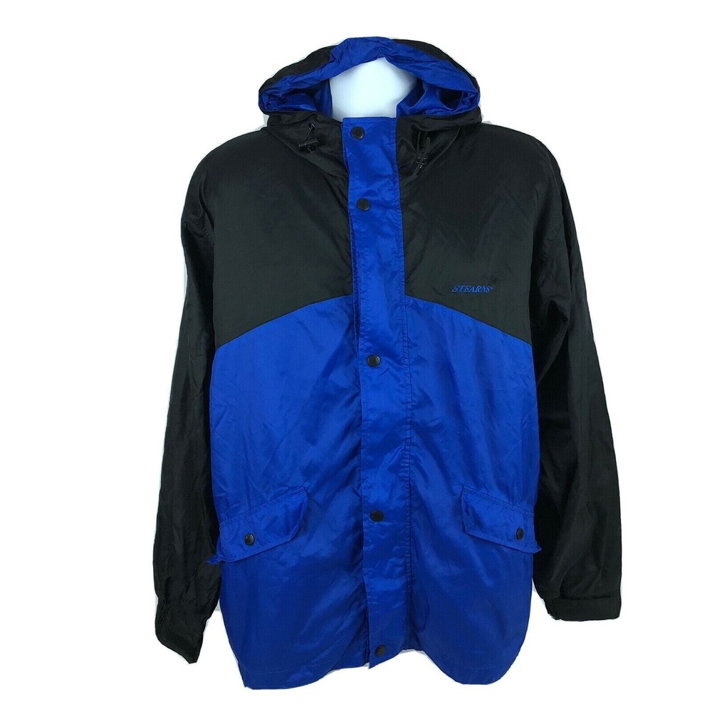 Stearns Dry Wear Jacket Men's Medium Blue Rain Wind Waterproof Breathable Hooded